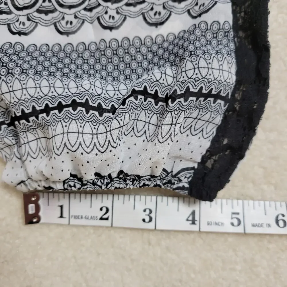 Valerie Stevens M Button Front 3/4 Raglan Sleeve Scoop Neck Lace Blouse Top - Picture 12 of 16